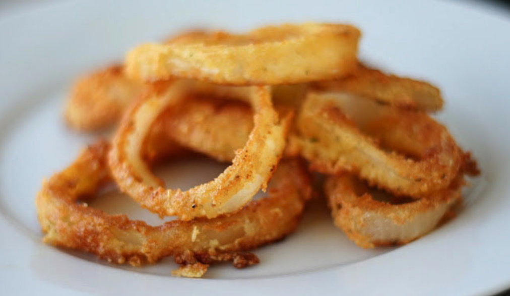 Low-carb onion rings on a plate