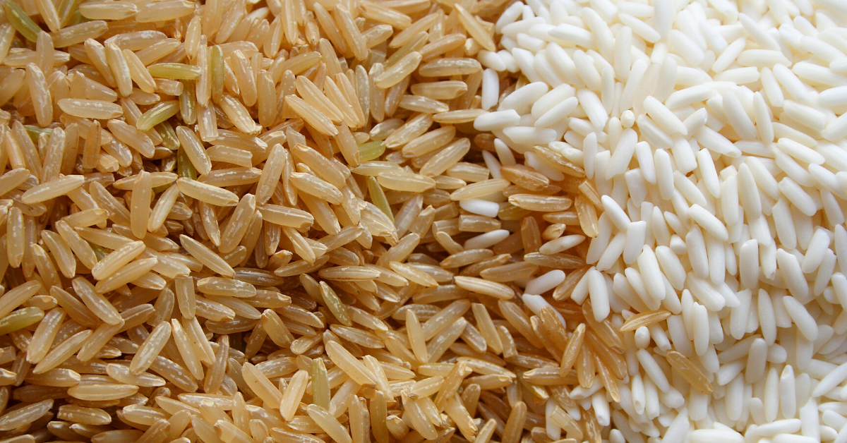 Brown rice and white rice