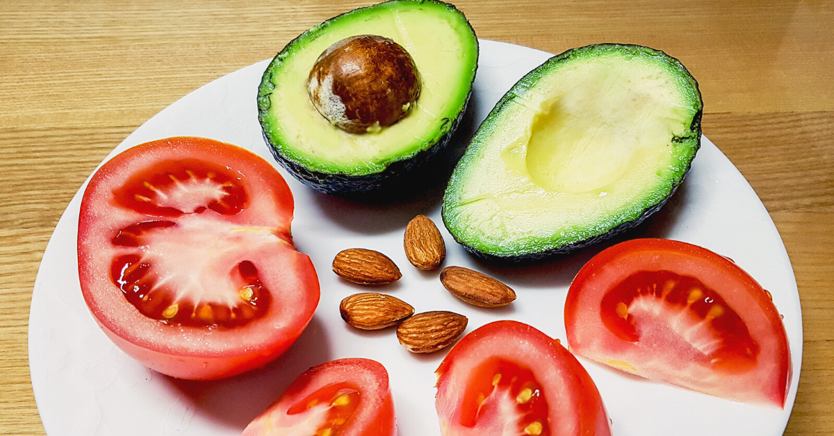 Avocado, tomato, and almonds