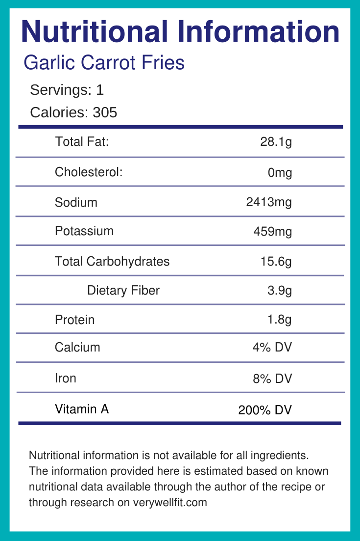 Carrot fries nutritional information