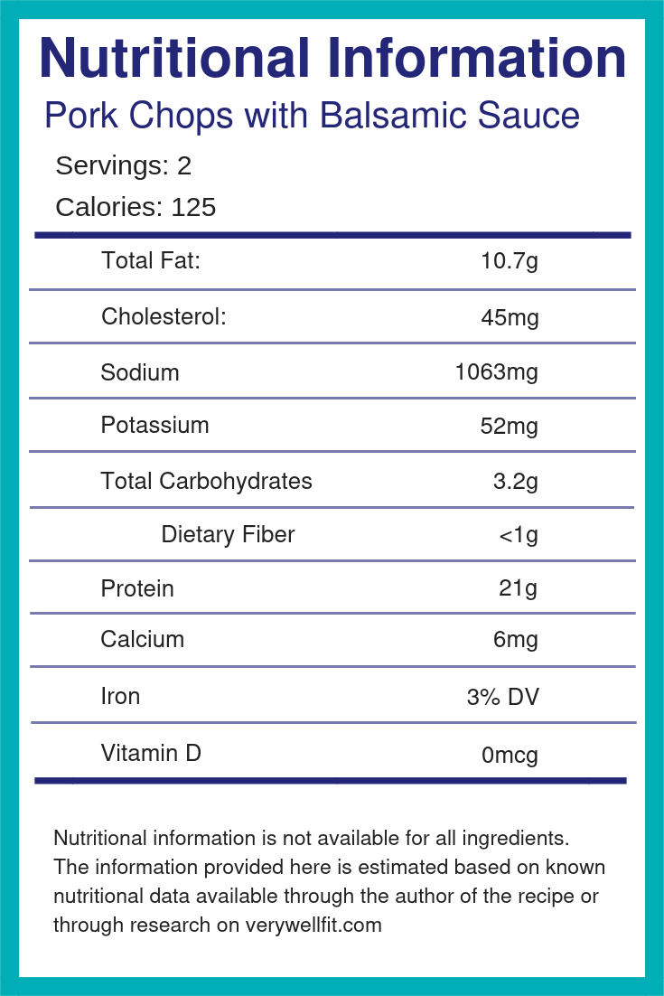 Grilled Pork Chops with Balsamic Sauce Nutritional Info